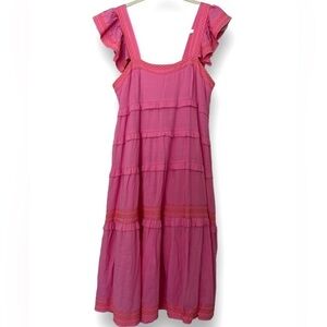 J. Marie Pink Tiered Midi Dress
